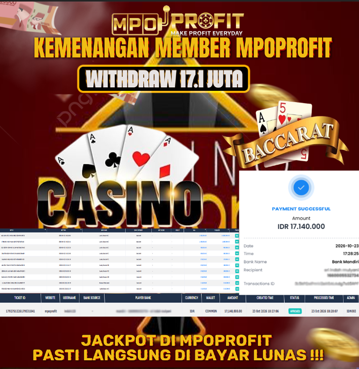MPOPROFIT JACKPOT EVOLUTION! KEMENANGAN MURNI DI (LUCKY BACCARAT C TOTAL 17.140.000,- LUNAS)